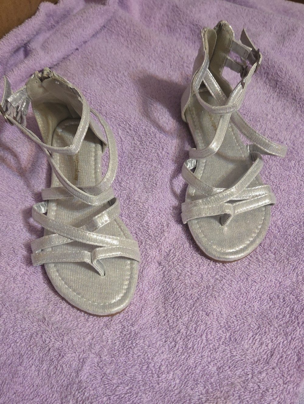 Girls Silver Strappy Sandals